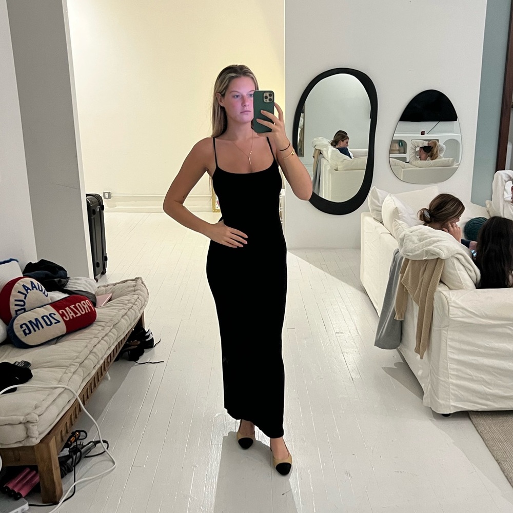 SKIMS Black Maxi Slip Dress